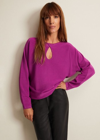 Phase Eight Letina Slinky Keyhole Knitwear Purple USA | 3659874-PQ